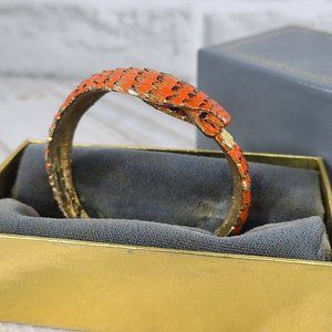 Vintage Hobe Cobra Snake Enamel Bangle Clamper Hinged Bracelet Ultra Rare